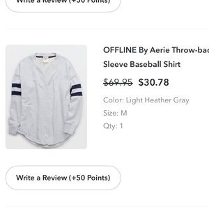 OFFLINE by Aerie Gray Baseball Shirt